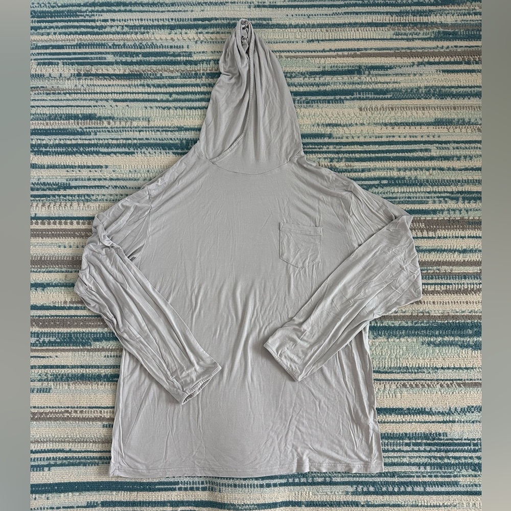 Light Gray Hooded Long Sleeve Shirt
